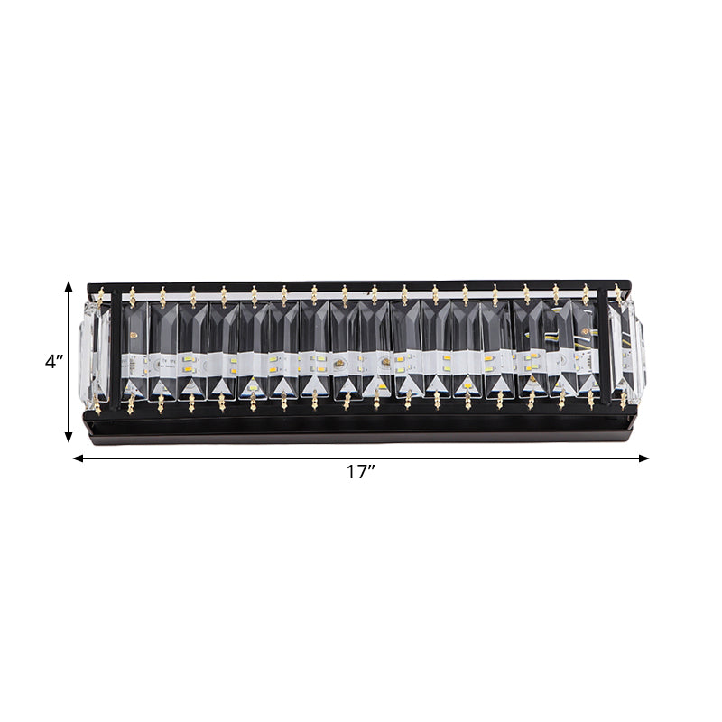 Crystal Rectangular Sconce Light Fixture Modern LED Bedside Wall Mounted Lighting in Black Clearhalo 'Modern wall lights' 'Modern' 'Wall Lamps & Sconces' 'Wall Lights' Lighting' 1391950
