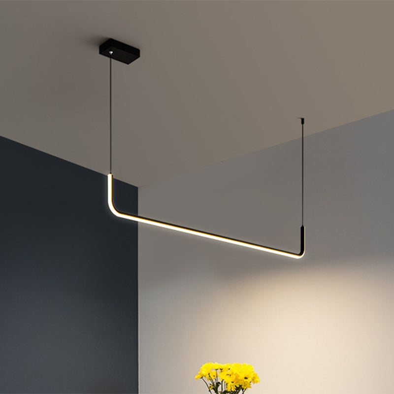 Simple LED Multi Ceiling Light with Metal Shade Black/Gold Linear Pendant in Warm/White Light, 35.5"/47" Long Clearhalo 'Ceiling Lights' 'Modern Pendants' 'Modern' 'Pendant Lights' 'Pendants' Lighting' 1392210