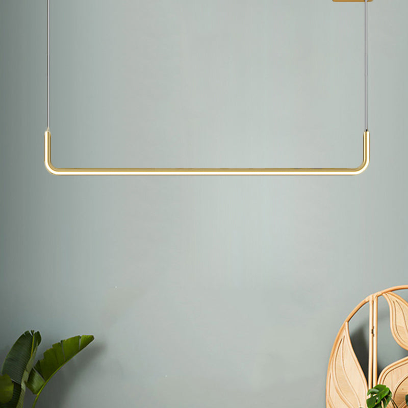Simple LED Multi Ceiling Light with Metal Shade Black/Gold Linear Pendant in Warm/White Light, 35.5"/47" Long Clearhalo 'Ceiling Lights' 'Modern Pendants' 'Modern' 'Pendant Lights' 'Pendants' Lighting' 1392214