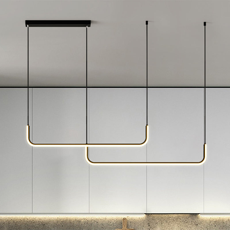 Simple LED Multi Ceiling Light with Metal Shade Black/Gold Linear Pendant in Warm/White Light, 35.5"/47" Long Black 47" Clearhalo 'Ceiling Lights' 'Modern Pendants' 'Modern' 'Pendant Lights' 'Pendants' Lighting' 1392217