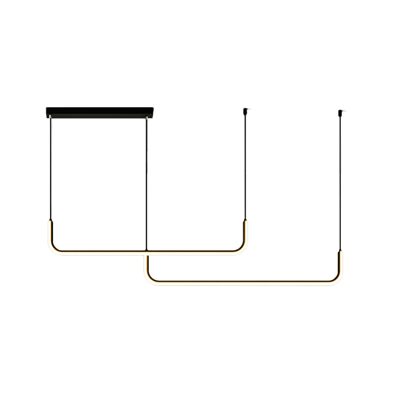Simple LED Multi Ceiling Light with Metal Shade Black/Gold Linear Pendant in Warm/White Light, 35.5"/47" Long Clearhalo 'Ceiling Lights' 'Modern Pendants' 'Modern' 'Pendant Lights' 'Pendants' Lighting' 1392219