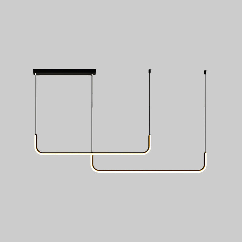 Simple LED Multi Ceiling Light with Metal Shade Black/Gold Linear Pendant in Warm/White Light, 35.5"/47" Long Clearhalo 'Ceiling Lights' 'Modern Pendants' 'Modern' 'Pendant Lights' 'Pendants' Lighting' 1392220