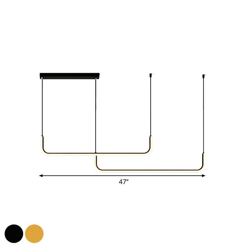 Simple LED Multi Ceiling Light with Metal Shade Black/Gold Linear Pendant in Warm/White Light, 35.5"/47" Long Clearhalo 'Ceiling Lights' 'Modern Pendants' 'Modern' 'Pendant Lights' 'Pendants' Lighting' 1392221