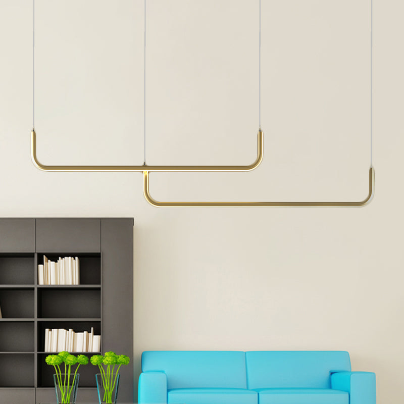 Simple LED Multi Ceiling Light with Metal Shade Black/Gold Linear Pendant in Warm/White Light, 35.5"/47" Long Gold 47" Clearhalo 'Ceiling Lights' 'Modern Pendants' 'Modern' 'Pendant Lights' 'Pendants' Lighting' 1392222