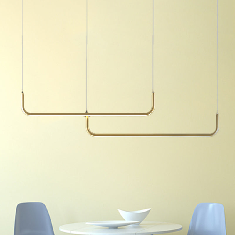 Simple LED Multi Ceiling Light with Metal Shade Black/Gold Linear Pendant in Warm/White Light, 35.5"/47" Long Clearhalo 'Ceiling Lights' 'Modern Pendants' 'Modern' 'Pendant Lights' 'Pendants' Lighting' 1392223