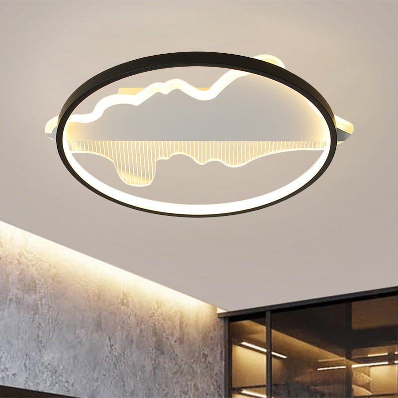 16.5"/20.5" Dia Metal Round Flush Mount Modern Black/White LED Ceiling Light Fixture in Warm/White Light Clearhalo 'Ceiling Lights' 'Close To Ceiling Lights' 'Close to ceiling' 'Flush mount' Lighting' 1392259