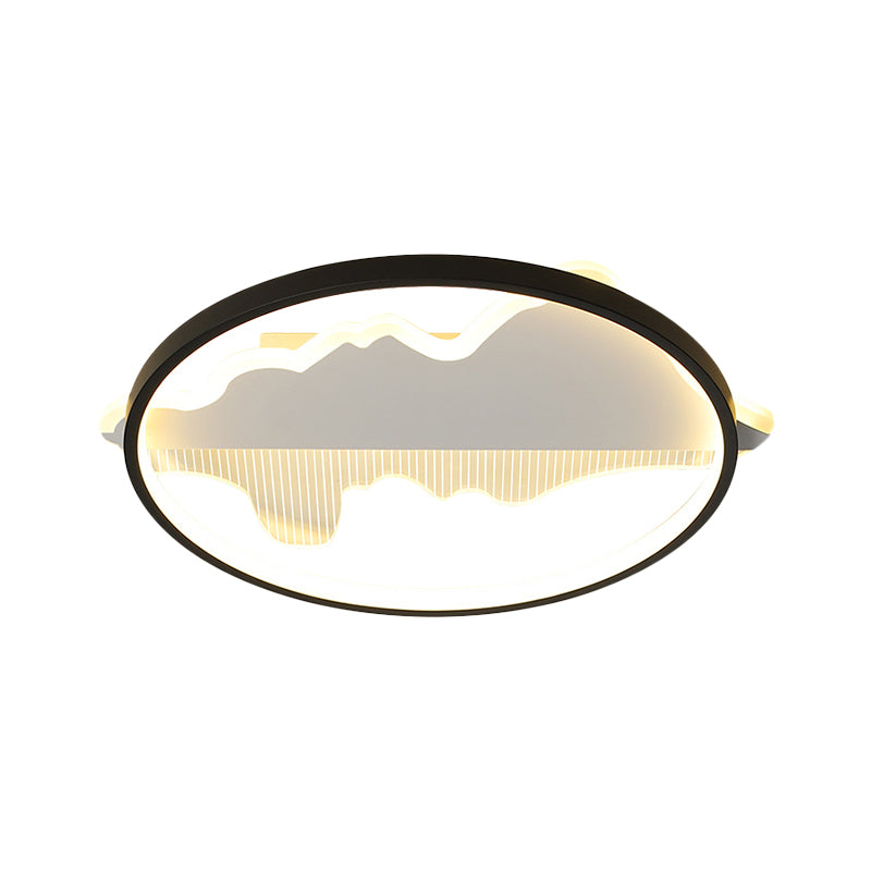 16.5"/20.5" Dia Metal Round Flush Mount Modern Black/White LED Ceiling Light Fixture in Warm/White Light Clearhalo 'Ceiling Lights' 'Close To Ceiling Lights' 'Close to ceiling' 'Flush mount' Lighting' 1392260