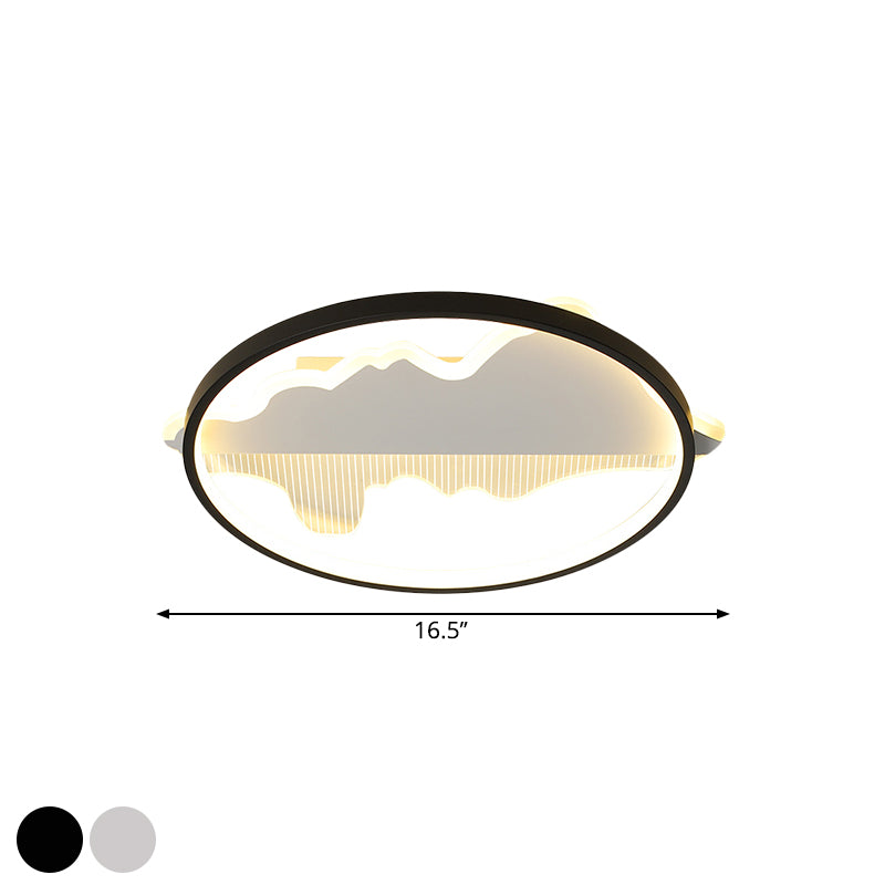 16.5"/20.5" Dia Metal Round Flush Mount Modern Black/White LED Ceiling Light Fixture in Warm/White Light Clearhalo 'Ceiling Lights' 'Close To Ceiling Lights' 'Close to ceiling' 'Flush mount' Lighting' 1392261