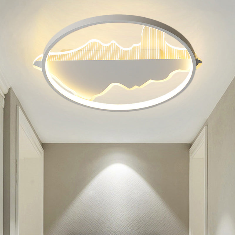 16.5"/20.5" Dia Metal Round Flush Mount Modern Black/White LED Ceiling Light Fixture in Warm/White Light Clearhalo 'Ceiling Lights' 'Close To Ceiling Lights' 'Close to ceiling' 'Flush mount' Lighting' 1392265