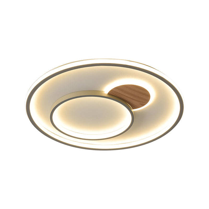 Metallic Hoop Flush Light LED Modern Brown Close to Ceiling Mount in Warm/White Light, 16.5"/20.5" Dia Clearhalo 'Ceiling Lights' 'Close To Ceiling Lights' 'Close to ceiling' 'Flush mount' Lighting' 1392274