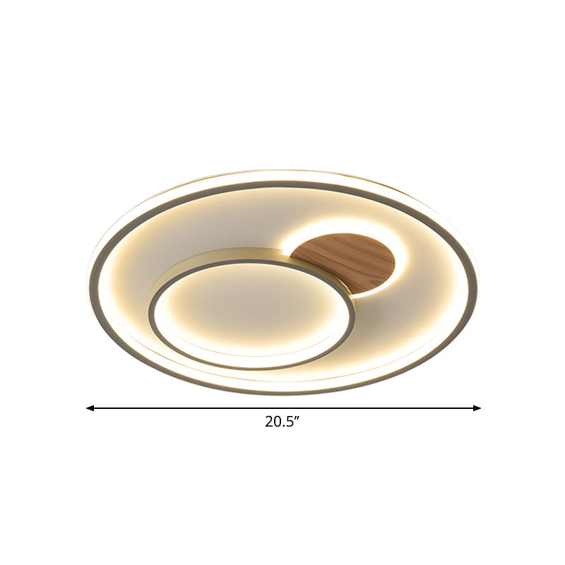 Metallic Hoop Flush Light LED Modern Brown Close to Ceiling Mount in Warm/White Light, 16.5"/20.5" Dia Clearhalo 'Ceiling Lights' 'Close To Ceiling Lights' 'Close to ceiling' 'Flush mount' Lighting' 1392276