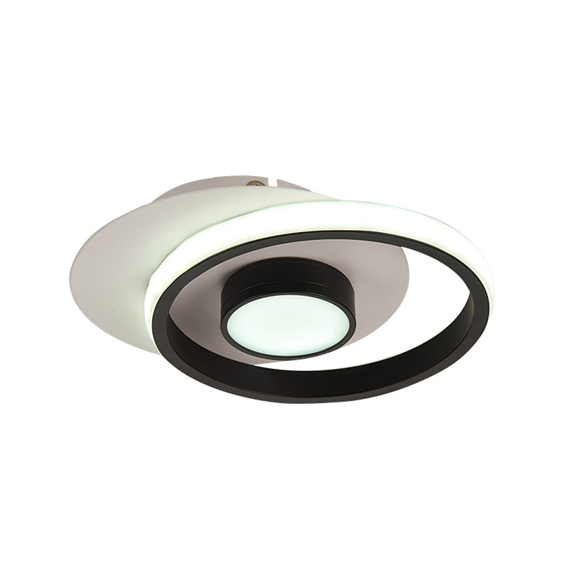 Metal Circle Flush Lamp Modernist White and Black/Gold and Black LED Flush Mount for Porch, Warm/White Light Clearhalo 'Ceiling Lights' 'Close To Ceiling Lights' 'Close to ceiling' 'Flush mount' Lighting' 1392279