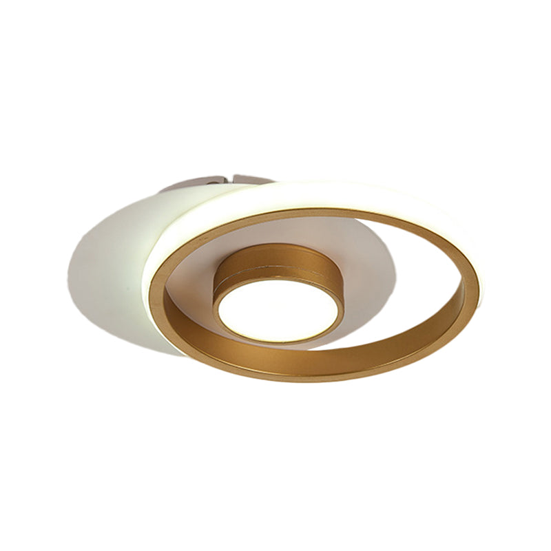 Metal Circle Flush Lamp Modernist White and Black/Gold and Black LED Flush Mount for Porch, Warm/White Light Clearhalo 'Ceiling Lights' 'Close To Ceiling Lights' 'Close to ceiling' 'Flush mount' Lighting' 1392284