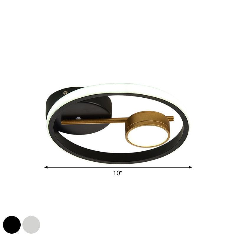 Round Ceiling Mounted Contemporary Metal Black and White/Black and Gold LED Flush Light, Warm/White Light Clearhalo 'Ceiling Lights' 'Close To Ceiling Lights' 'Close to ceiling' 'Flush mount' Lighting' 1392288