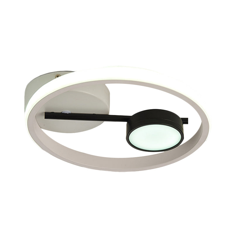 Round Ceiling Mounted Contemporary Metal Black and White/Black and Gold LED Flush Light, Warm/White Light Clearhalo 'Ceiling Lights' 'Close To Ceiling Lights' 'Close to ceiling' 'Flush mount' Lighting' 1392292