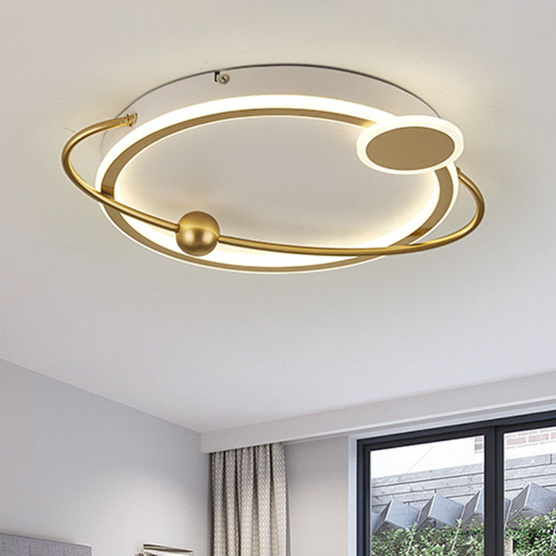 Metal Round Ceiling Mount Contemporary Gold/Black LED Flush Lighting in Warm/White Light, 19"/23.5" Dia Clearhalo 'Ceiling Lights' 'Close To Ceiling Lights' 'Close to ceiling' 'Flush mount' Lighting' 1392298