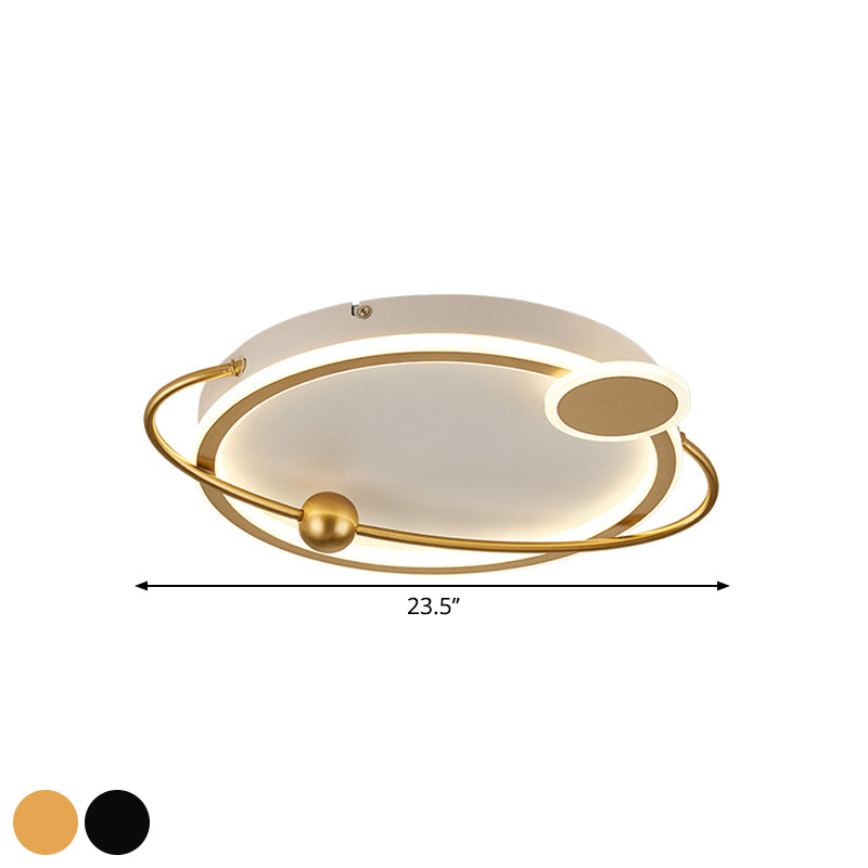 Metal Round Ceiling Mount Contemporary Gold/Black LED Flush Lighting in Warm/White Light, 19"/23.5" Dia Clearhalo 'Ceiling Lights' 'Close To Ceiling Lights' 'Close to ceiling' 'Flush mount' Lighting' 1392301