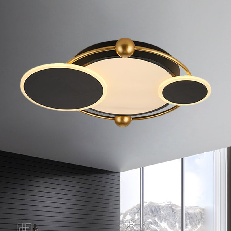 Round LED Flush Mount Modernist Metal Black/Black and Gold Ceiling Light in Warm/White Light, 19.5"/23.5" Dia Clearhalo 'Ceiling Lights' 'Close To Ceiling Lights' 'Close to ceiling' 'Flush mount' Lighting' 1392316
