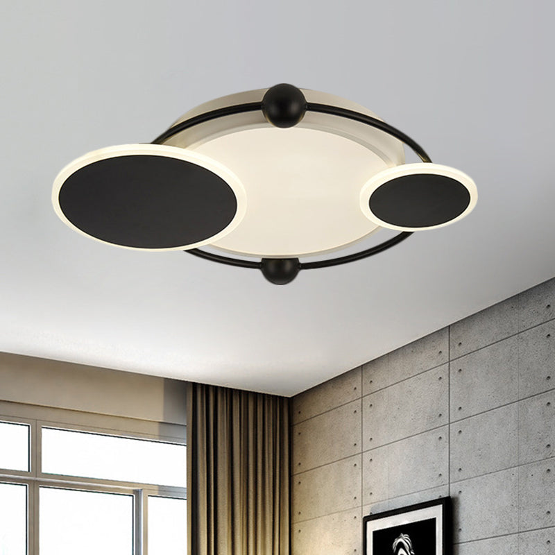 Round LED Flush Mount Modernist Metal Black/Black and Gold Ceiling Light in Warm/White Light, 19.5"/23.5" Dia Clearhalo 'Ceiling Lights' 'Close To Ceiling Lights' 'Close to ceiling' 'Flush mount' Lighting' 1392321