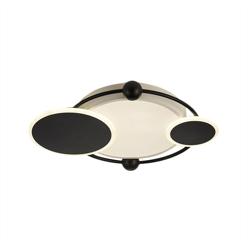 Round LED Flush Mount Modernist Metal Black/Black and Gold Ceiling Light in Warm/White Light, 19.5"/23.5" Dia Clearhalo 'Ceiling Lights' 'Close To Ceiling Lights' 'Close to ceiling' 'Flush mount' Lighting' 1392323