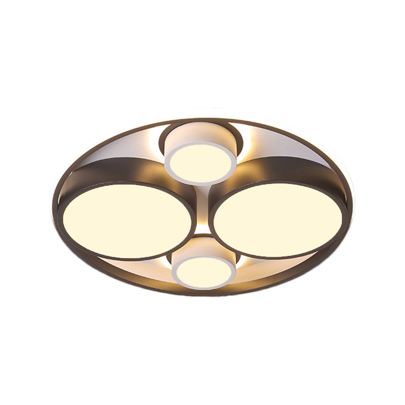 Round LED Flush Ceiling Light Modernist Metallic Black Flush Mount for Bedroom, 16.5"/20.5" Wide Clearhalo 'Ceiling Lights' 'Close To Ceiling Lights' 'Close to ceiling' 'Flush mount' Lighting' 1392330