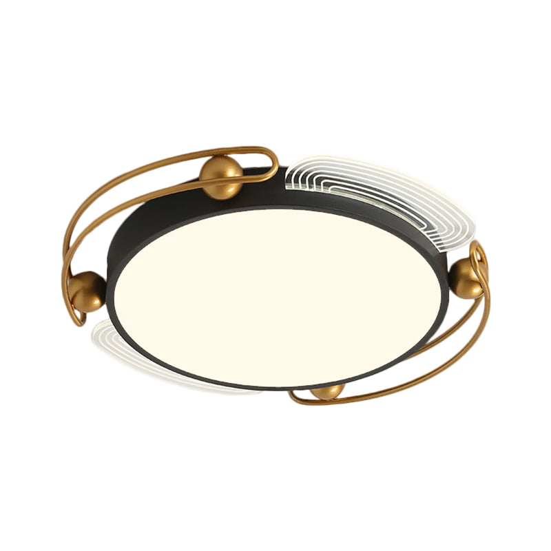 Modern LED Flush Light with Metallic Shade Black and Gold Hoop Ceiling Lamp Fixture, 16.5"/20.5" Wide Clearhalo 'Ceiling Lights' 'Close To Ceiling Lights' 'Close to ceiling' 'Flush mount' Lighting' 1392336