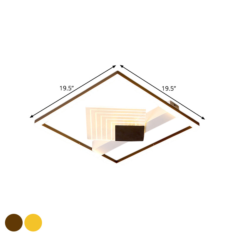 Contemporary LED Ceiling Mounted with Metallic Shade Gold/Black Square Flush Light in Warm/White Light, 16"/19.5" L Clearhalo 'Ceiling Lights' 'Close To Ceiling Lights' 'Close to ceiling' 'Flush mount' Lighting' 1392351