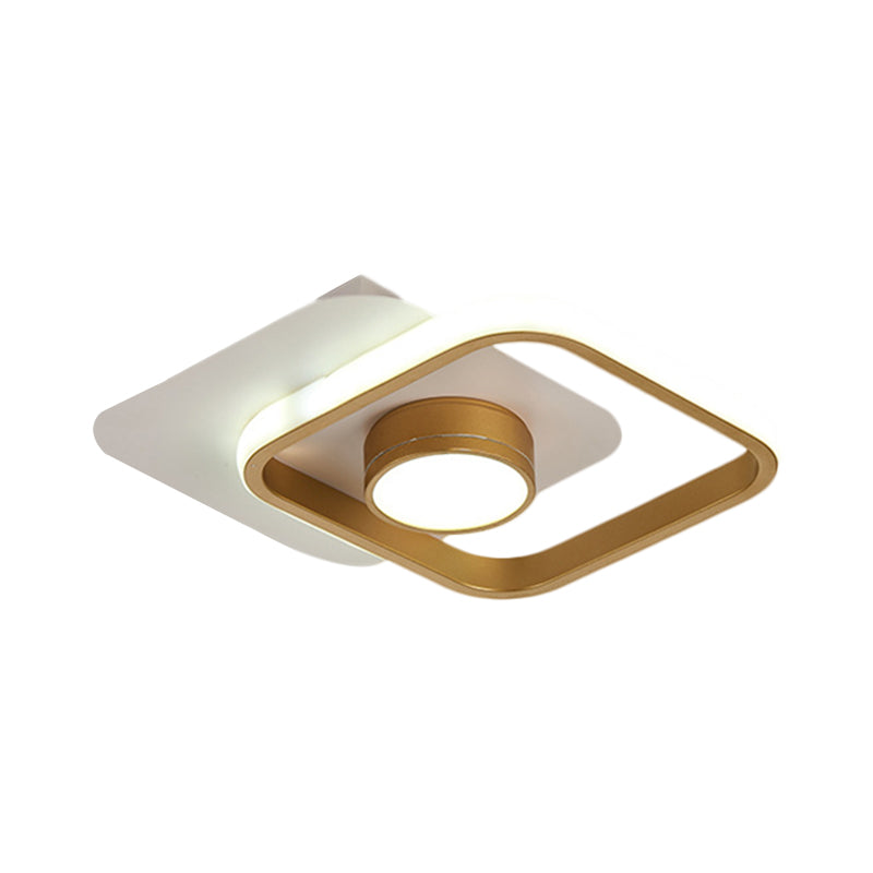 Square Flush Mounted Contemporary LED Metal Ceiling Light Fixture in Black/Gold, Warm/White Light Clearhalo 'Ceiling Lights' 'Close To Ceiling Lights' 'Close to ceiling' 'Flush mount' Lighting' 1392372