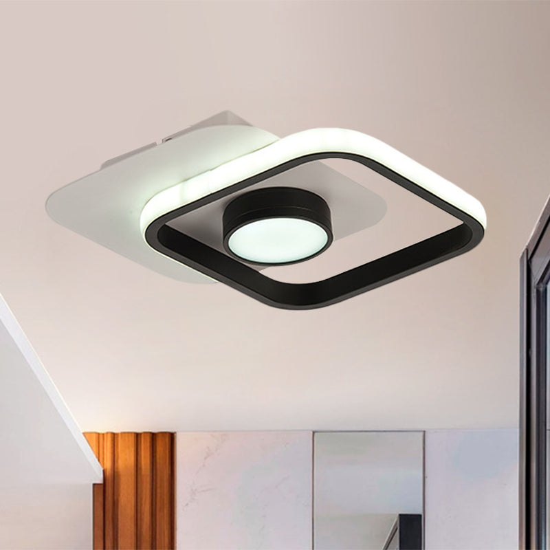 Square Flush Mounted Contemporary LED Metal Ceiling Light Fixture in Black/Gold, Warm/White Light Black Clearhalo 'Ceiling Lights' 'Close To Ceiling Lights' 'Close to ceiling' 'Flush mount' Lighting' 1392374
