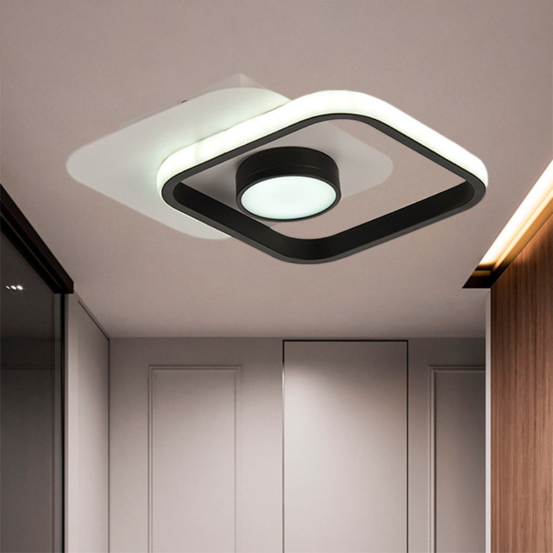 Square Flush Mounted Contemporary LED Metal Ceiling Light Fixture in Black/Gold, Warm/White Light Clearhalo 'Ceiling Lights' 'Close To Ceiling Lights' 'Close to ceiling' 'Flush mount' Lighting' 1392376