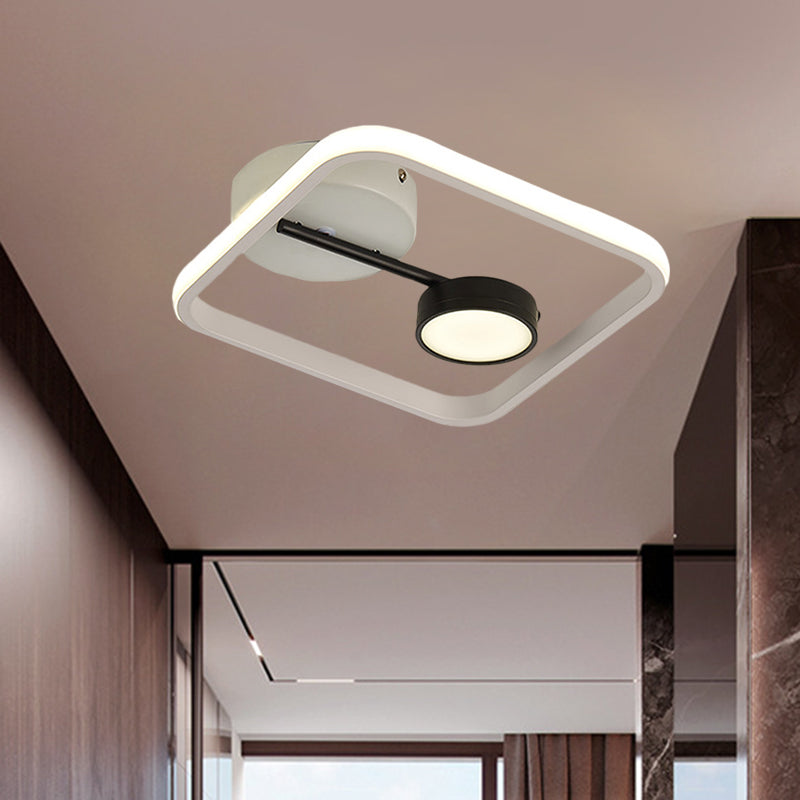 Minimalist LED Flush Mount with Metal Shade Black and White/Black and Gold Square Light Fixture Ceiling, Warm/White Light Clearhalo 'Ceiling Lights' 'Close To Ceiling Lights' 'Close to ceiling' 'Flush mount' Lighting' 1392387