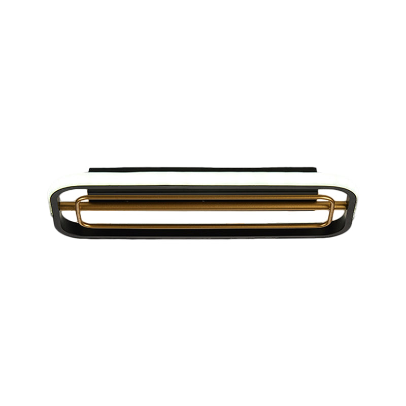Rectangle Flush Mounted Modern Metallic Black and White/Black and Gold LED Ceiling Light in Warm/White Light, 16"/23.5" L Clearhalo 'Ceiling Lights' 'Close To Ceiling Lights' 'Close to ceiling' 'Flush mount' Lighting' 1392426