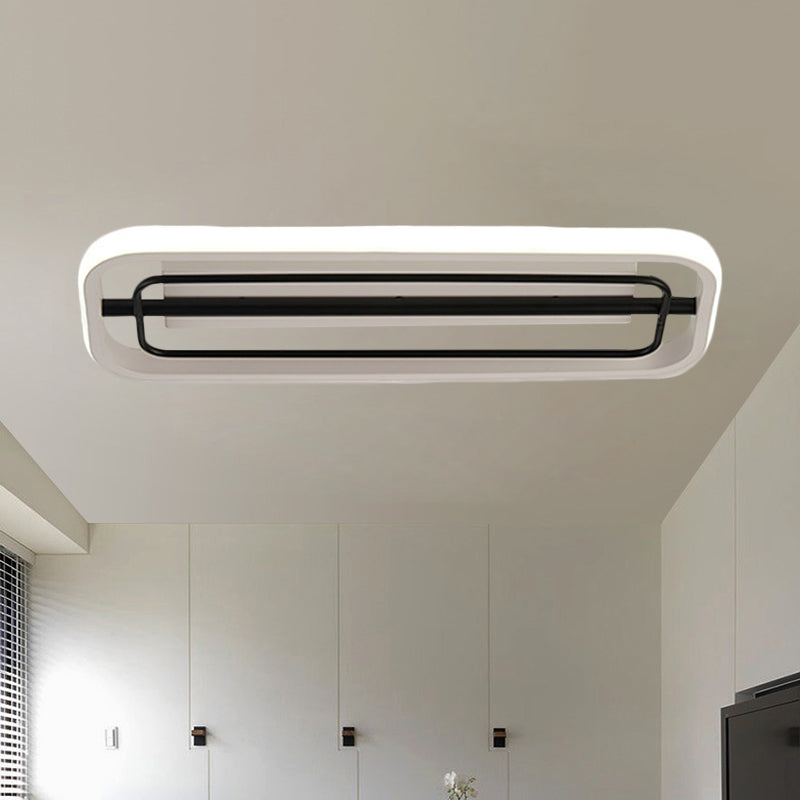 Rectangle Flush Mounted Modern Metallic Black and White/Black and Gold LED Ceiling Light in Warm/White Light, 16"/23.5" L Clearhalo 'Ceiling Lights' 'Close To Ceiling Lights' 'Close to ceiling' 'Flush mount' Lighting' 1392430