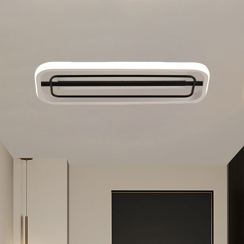 Rectangle Flush Mounted Modern Metallic Black and White/Black and Gold LED Ceiling Light in Warm/White Light, 16"/23.5" L Clearhalo 'Ceiling Lights' 'Close To Ceiling Lights' 'Close to ceiling' 'Flush mount' Lighting' 1392431
