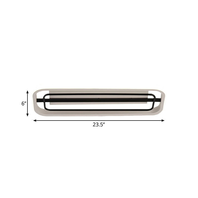 Rectangle Flush Mounted Modern Metallic Black and White/Black and Gold LED Ceiling Light in Warm/White Light, 16"/23.5" L Clearhalo 'Ceiling Lights' 'Close To Ceiling Lights' 'Close to ceiling' 'Flush mount' Lighting' 1392434