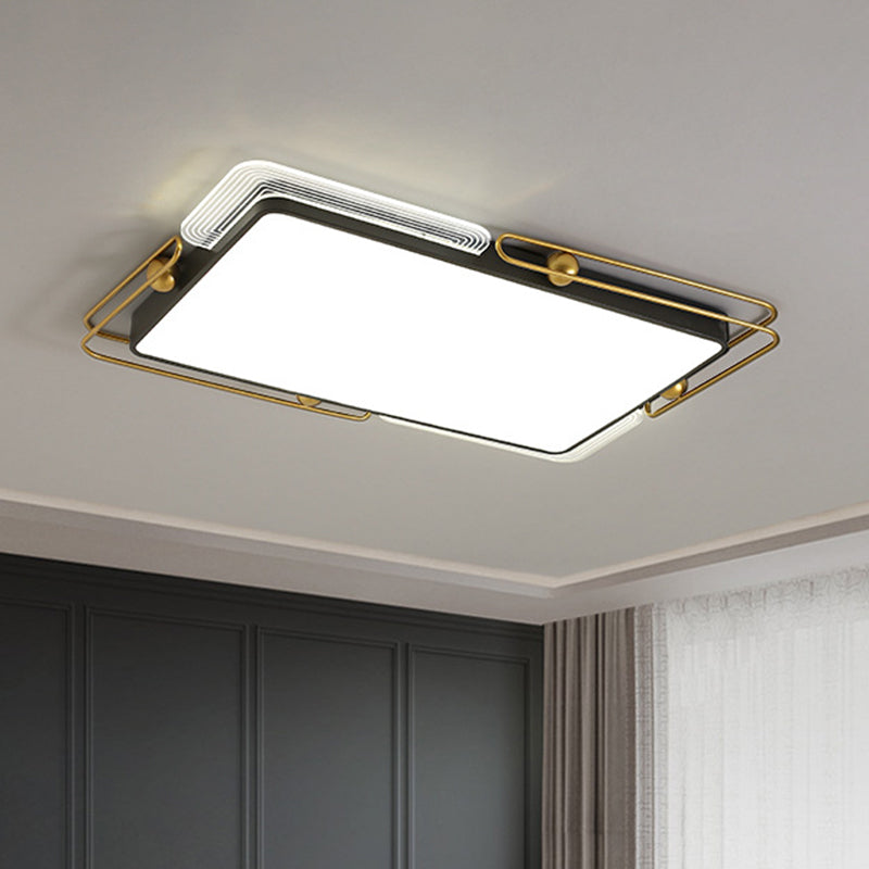 Square/Rectangular Flush Lighting Modernist Metal LED Ceiling Mounted in Black and Gold, 16.5"/20.5"/35.5" Dia Clearhalo 'Ceiling Lights' 'Close To Ceiling Lights' 'Close to ceiling' 'Flush mount' Lighting' 1392441