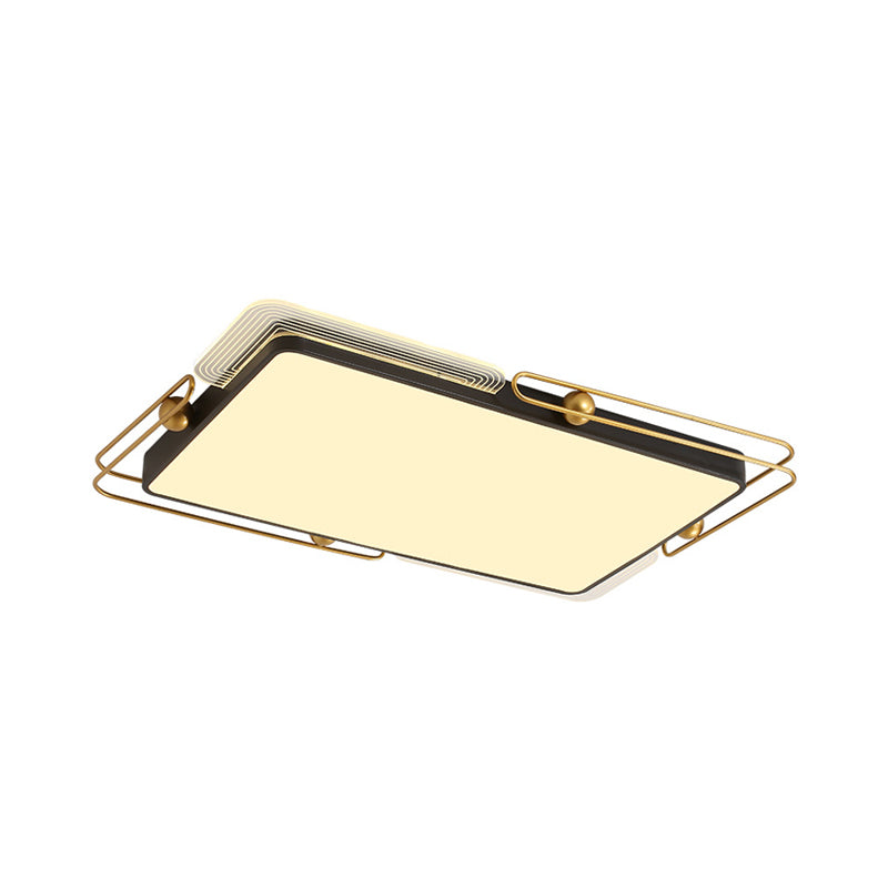 Square/Rectangular Flush Lighting Modernist Metal LED Ceiling Mounted in Black and Gold, 16.5"/20.5"/35.5" Dia Clearhalo 'Ceiling Lights' 'Close To Ceiling Lights' 'Close to ceiling' 'Flush mount' Lighting' 1392443