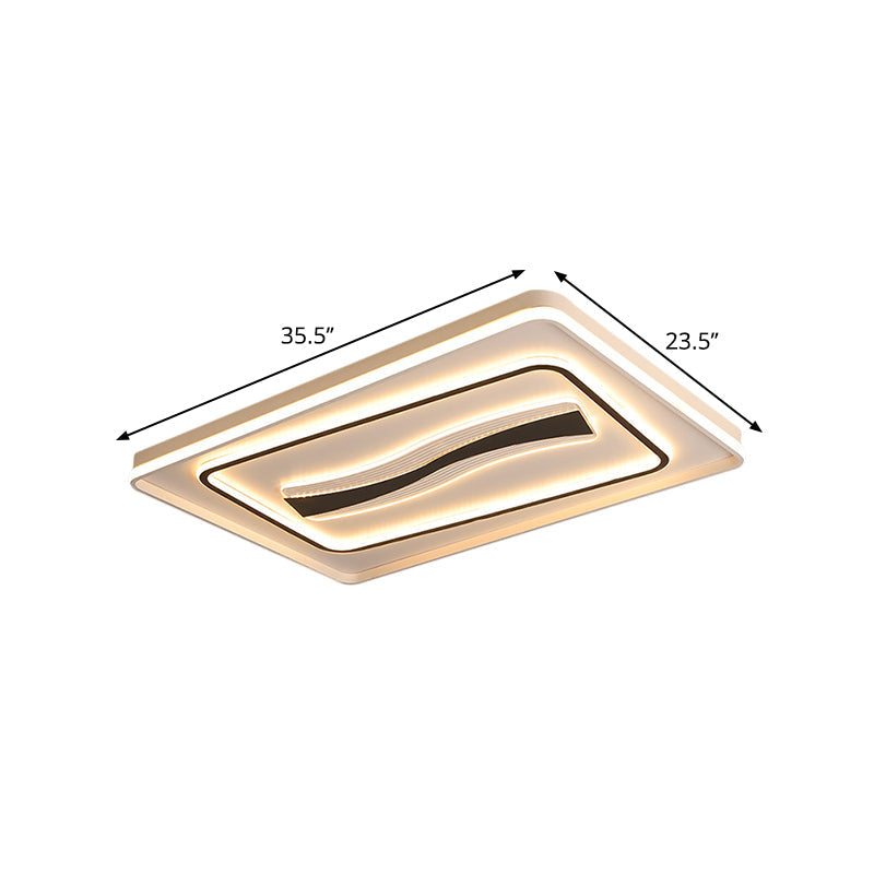 Rectangle Living Room Flush Mount Metallic LED Modernist Light Fixtures Ceiling in White and Black, Warm/White Light Clearhalo 'Ceiling Lights' 'Close To Ceiling Lights' 'Close to ceiling' 'Flush mount' Lighting' 1392448