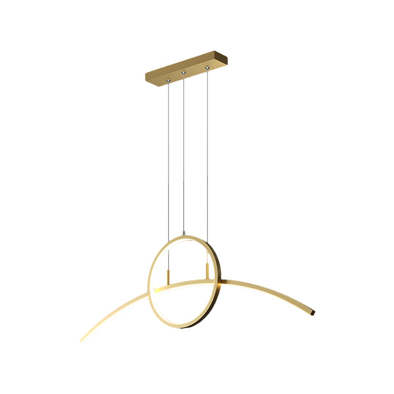 Simple Thin-Line Chandelier Lamp Metal Dining Table LED Ceiling Hanging Light Fixture in Black/Gold, Warm/White Light Clearhalo 'Ceiling Lights' 'Chandeliers' 'Modern Chandeliers' 'Modern' Lighting' 1392503
