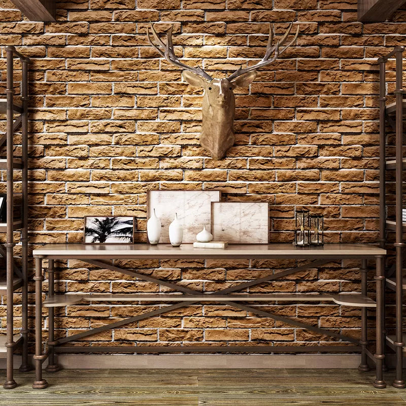 Smooth Dark Color Wallpaper Cyberpunk Brick Look Wall Covering for Home, 33' L x 20.5" W Clearhalo 'Industrial wall decor' 'Industrial' 'Wallpaper' Wall Decor' 1392519