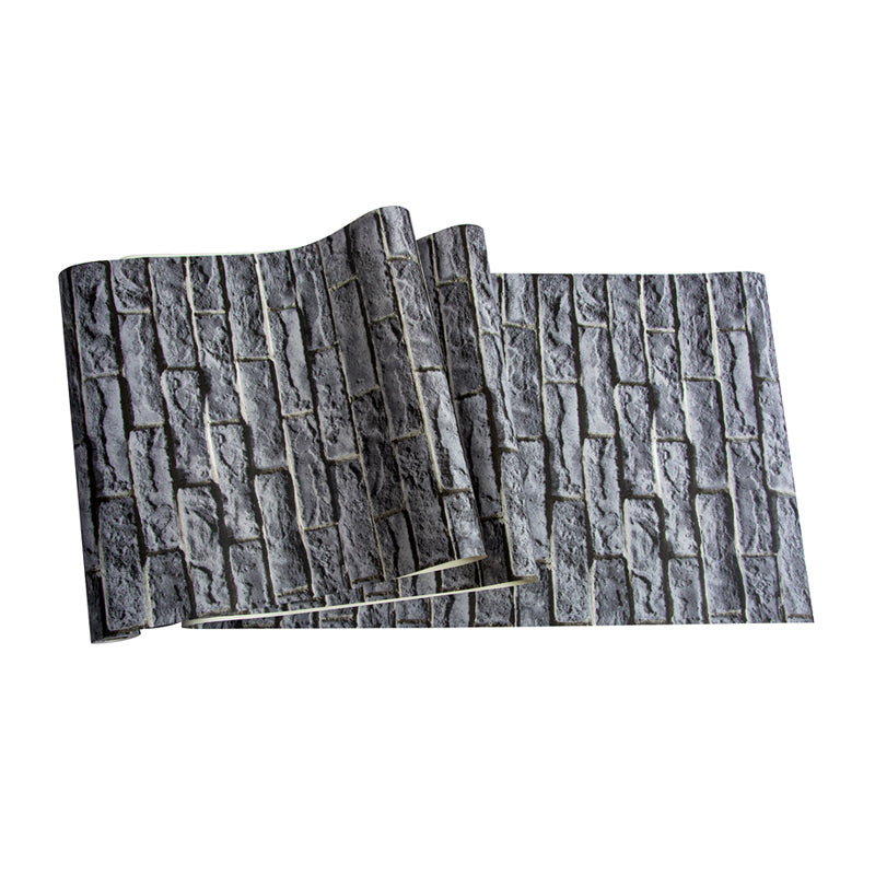 Smooth Dark Color Wallpaper Cyberpunk Brick Look Wall Covering for Home, 33' L x 20.5" W Clearhalo 'Industrial wall decor' 'Industrial' 'Wallpaper' Wall Decor' 1392523