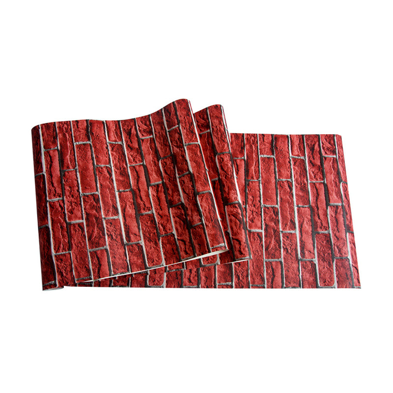 Smooth Dark Color Wallpaper Cyberpunk Brick Look Wall Covering for Home, 33' L x 20.5" W Red Clearhalo 'Industrial wall decor' 'Industrial' 'Wallpaper' Wall Decor' 1392532
