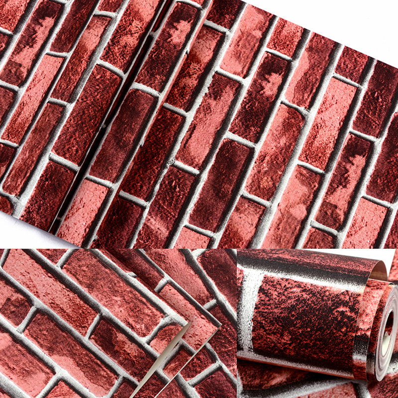 Brick and Mortar Wallpaper in Dark Color Countryside Wall Art for Restaurant, Washable Clearhalo 'Country wall decor' 'Rustic' 'Wallpaper' Wall Decor' 1392551