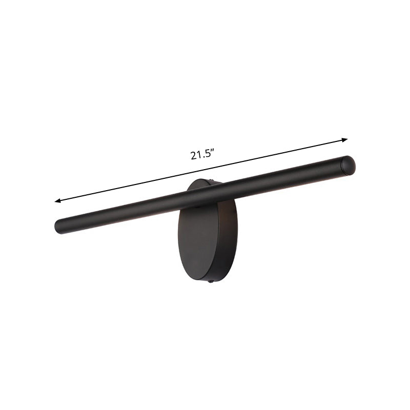 Contemporary LED Wall Lamp with Acrylic Shade Black Finish Tubed Wall Sconce Lighting for Bathroom, 21.5"/28"/36" Wide Clearhalo 'Cast Iron' 'Glass' 'Industrial' 'Modern wall lights' 'Modern' 'Tiffany' 'Traditional wall lights' 'Vanity Lights' 'Wall Lights' Lighting' 139272