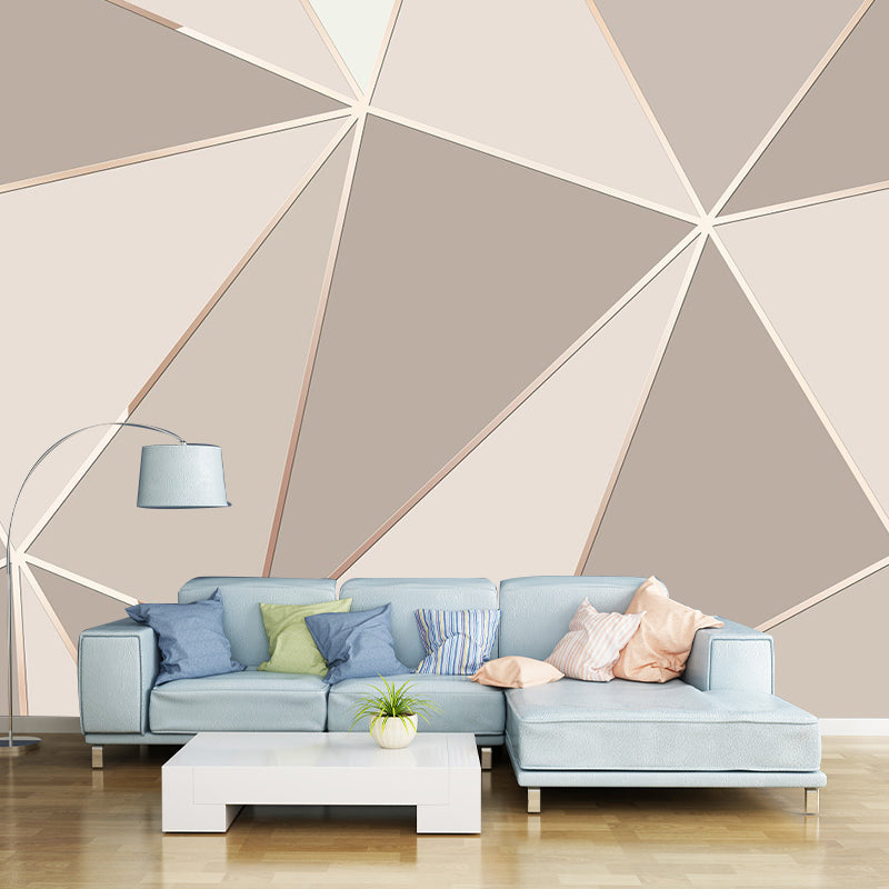 3D Look Triangle Mural Decal Modern Style Non-Woven Material Wall Decor in Grey-Pink Gray-Pink Clearhalo 'Wall Decor' 'Wall Mural' 1393162