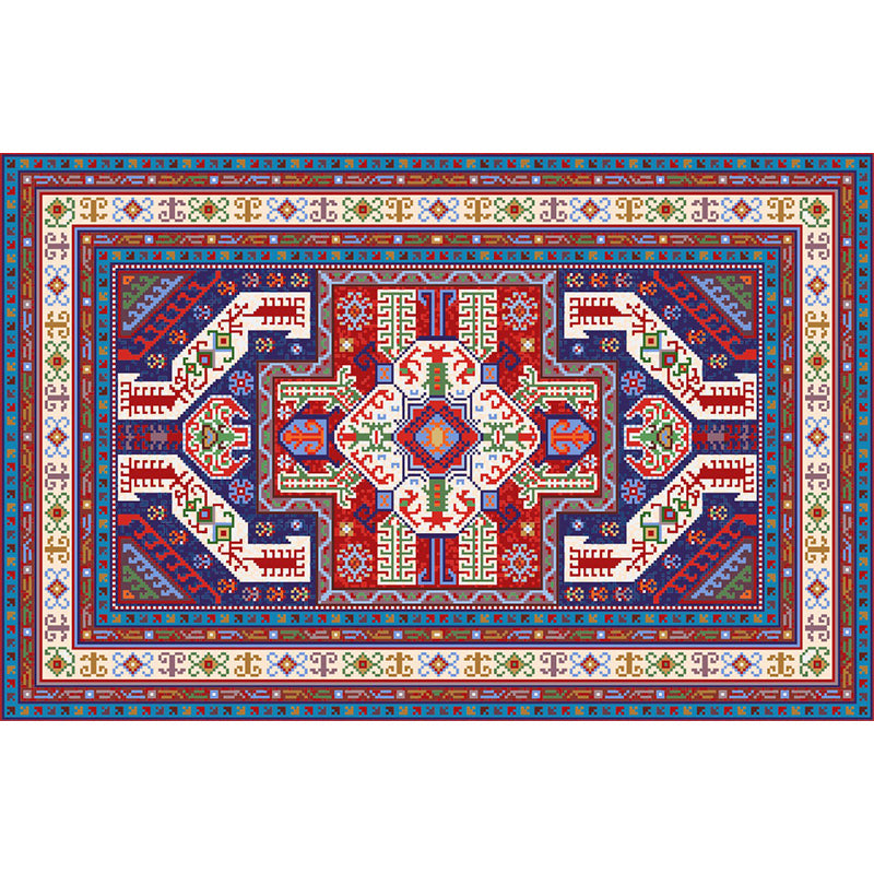 Symmetry Abstract Pattern Mural Decal Bohemian Non-Woven Wall Covering in Red-Blue Clearhalo 'Wall Decor' 'Wall Mural' 1393575