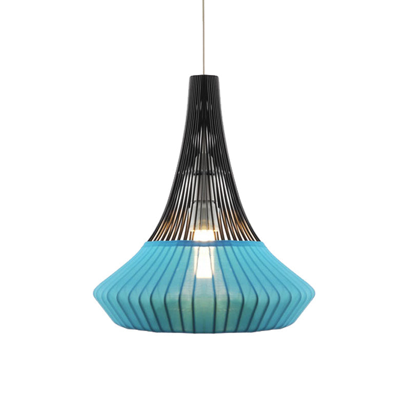 Cone Shade Pendant Light Modern Style Fabric 1 Light Black/Pink/Blue Hanging Light for Living Room Clearhalo 'Ceiling Lights' 'Modern Pendants' 'Modern' 'Pendant Lights' 'Pendants' Lighting' 139439