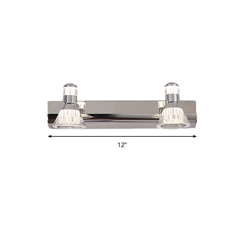 Contemporary Style Conic Sconce Light Aluminum 2/3/4 Lights Bathroom Stainless Steel Vanity Lighting, Warm/White Light Clearhalo 'Cast Iron' 'Glass' 'Industrial' 'Modern wall lights' 'Modern' 'Tiffany' 'Traditional wall lights' 'Vanity Lights' 'Wall Lights' Lighting' 139492