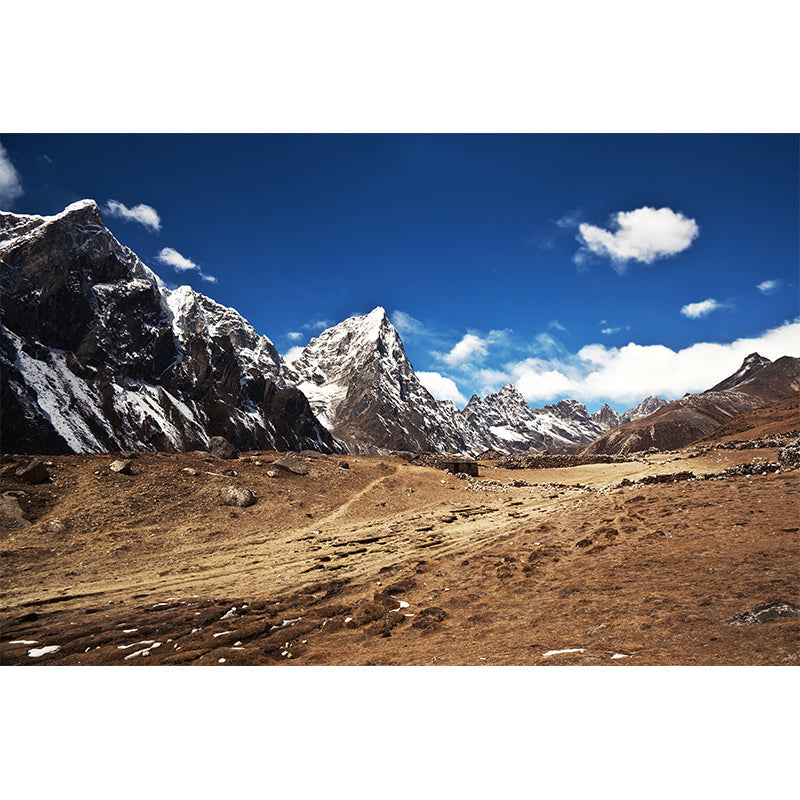 Personalized Photography Modern Mural with Exposed Soil in Melting Mountain Pattern, Blue-Brown Clearhalo 'Wall Decor' 'Wall Mural' 1394954