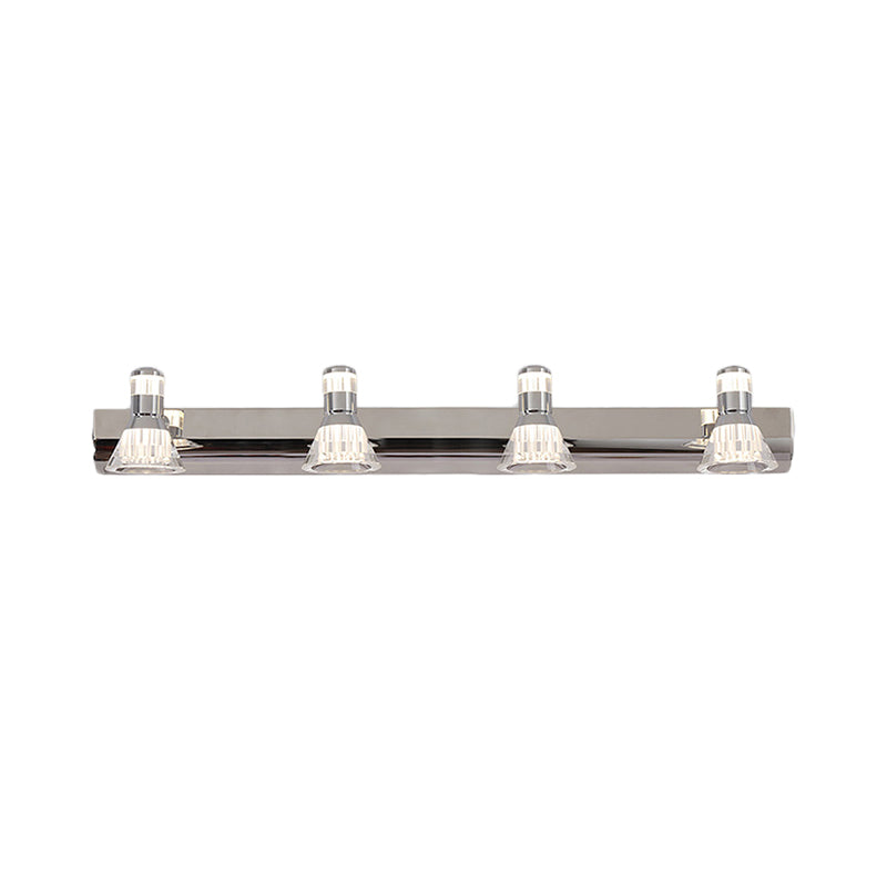 Contemporary Style Conic Sconce Light Aluminum 2/3/4 Lights Bathroom Stainless Steel Vanity Lighting, Warm/White Light Clearhalo 'Cast Iron' 'Glass' 'Industrial' 'Modern wall lights' 'Modern' 'Tiffany' 'Traditional wall lights' 'Vanity Lights' 'Wall Lights' Lighting' 139499